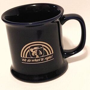 HTF Vintage Quaker Oats Navy Coffee Mug Gold Graphic "We do what's right…